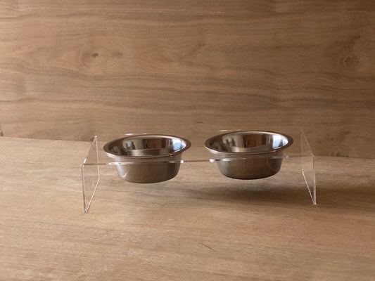 Pet Bowls in a perspex holder